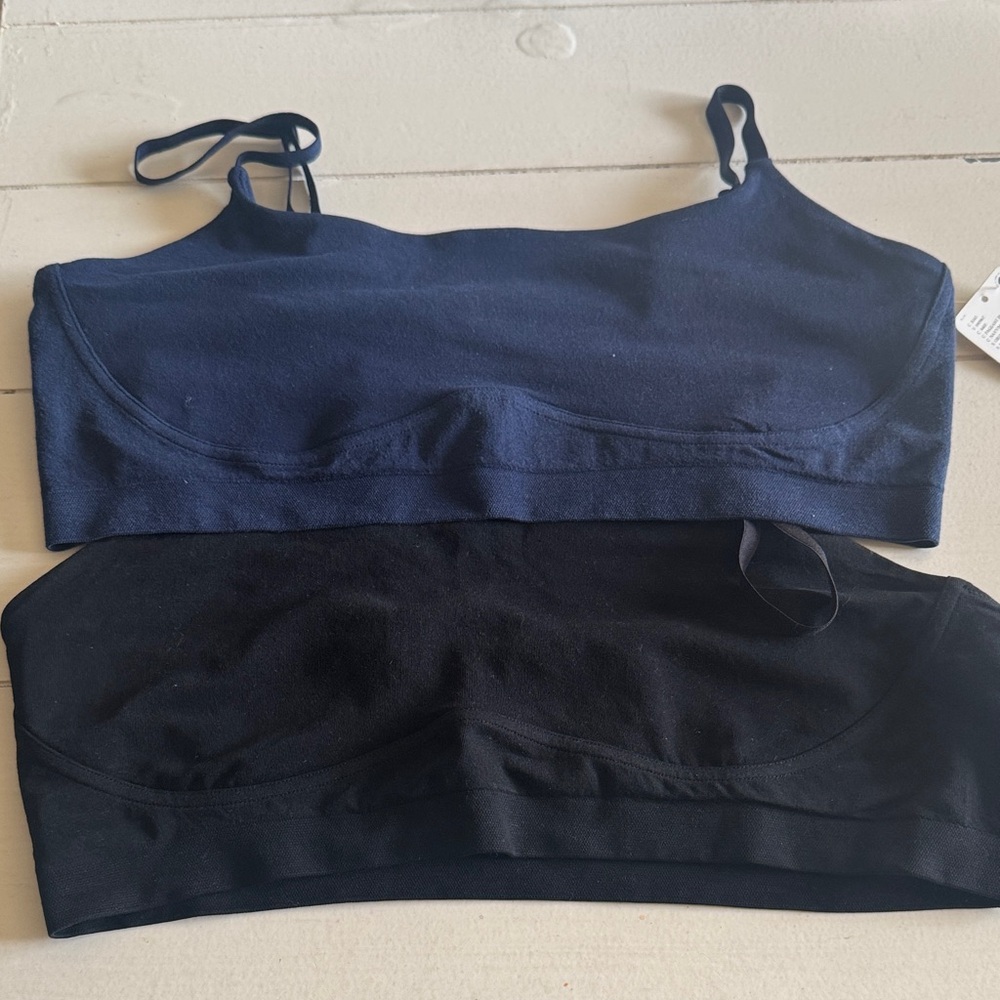 2 Intimately by Free People NWT Navy & NWOT Black Bralette SZ L/XL